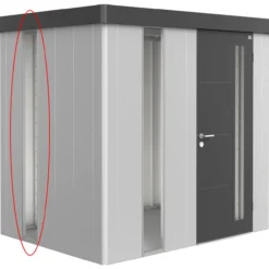 Biohort farget panel laget av akrylglass redskapsbod neo, sølv metallic