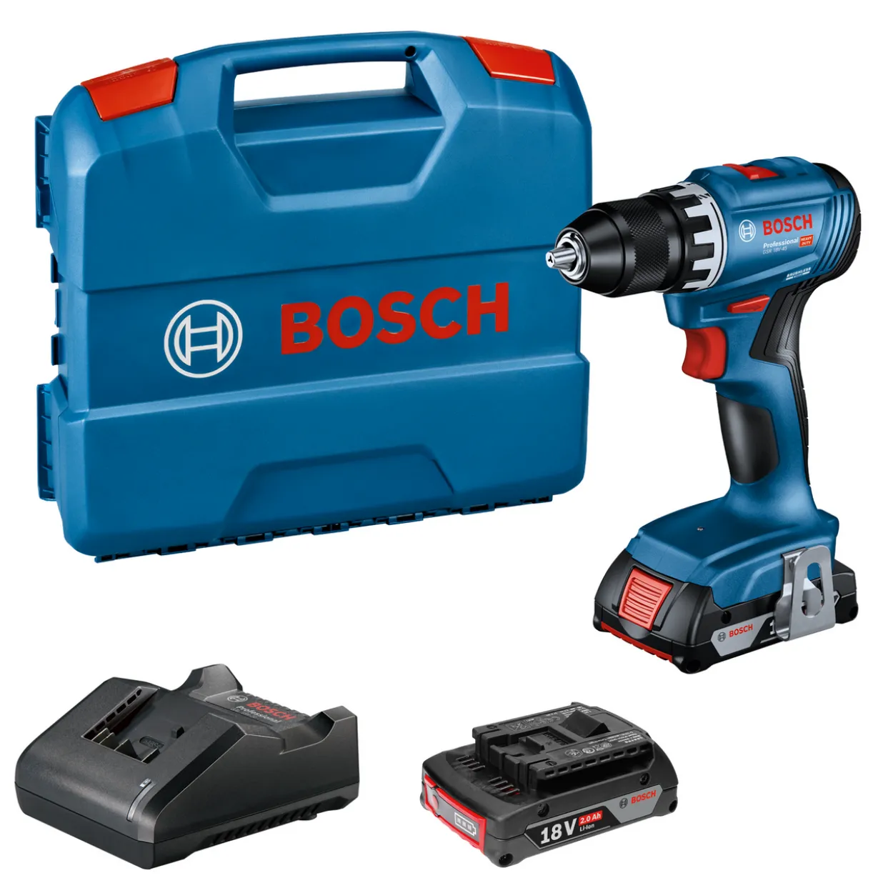 Bosch drill gsr 18v-45 2x2,0ah l-case