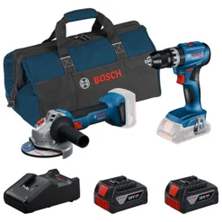 Bosch verktøysett gsb18v-45 gws18v-8 2x4ah gal