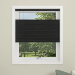 Debel plisségardin touch split lysdempende sort 80x160