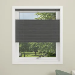 Debel plisségardin touch split lysdempende grå 120x160