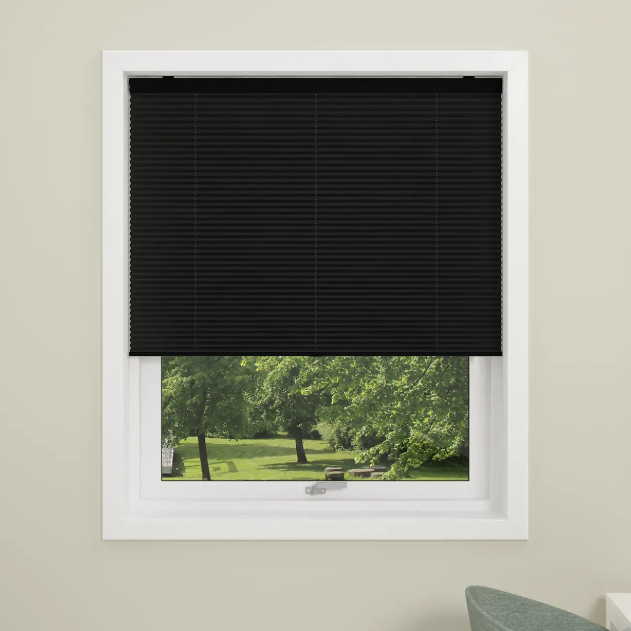 Debel plissé touch lysdempende 140x160, sort