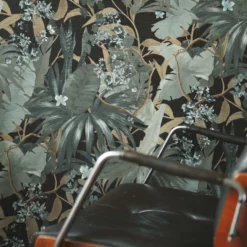 Desert lodge botanical vinyltapet grå/sort 10,05x0,53 m