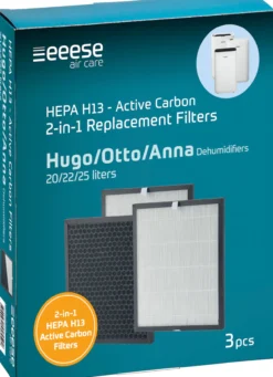 Eeese hepa h13 & active carbon filter 3-pk for otto 2553-54, hugo 2556-57