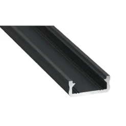 Elitech alu profil sort 200x6,3x16mm inkl lokk - endelokk og 2 klips