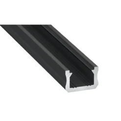 Elitech alu profil sort 200x8x12mm inkl lokk - endelokk og 2 klips