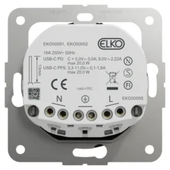 Elko one enkel stikk med usb c pd lader sort