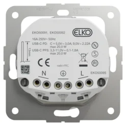 Elko one enkel stikk med usb c pd lader renhvit