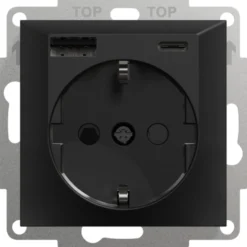 Elko plus usb a+c enkel stikk m/jord sort