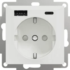 Elko plus usb a+c enkel stikk m/jord hvit