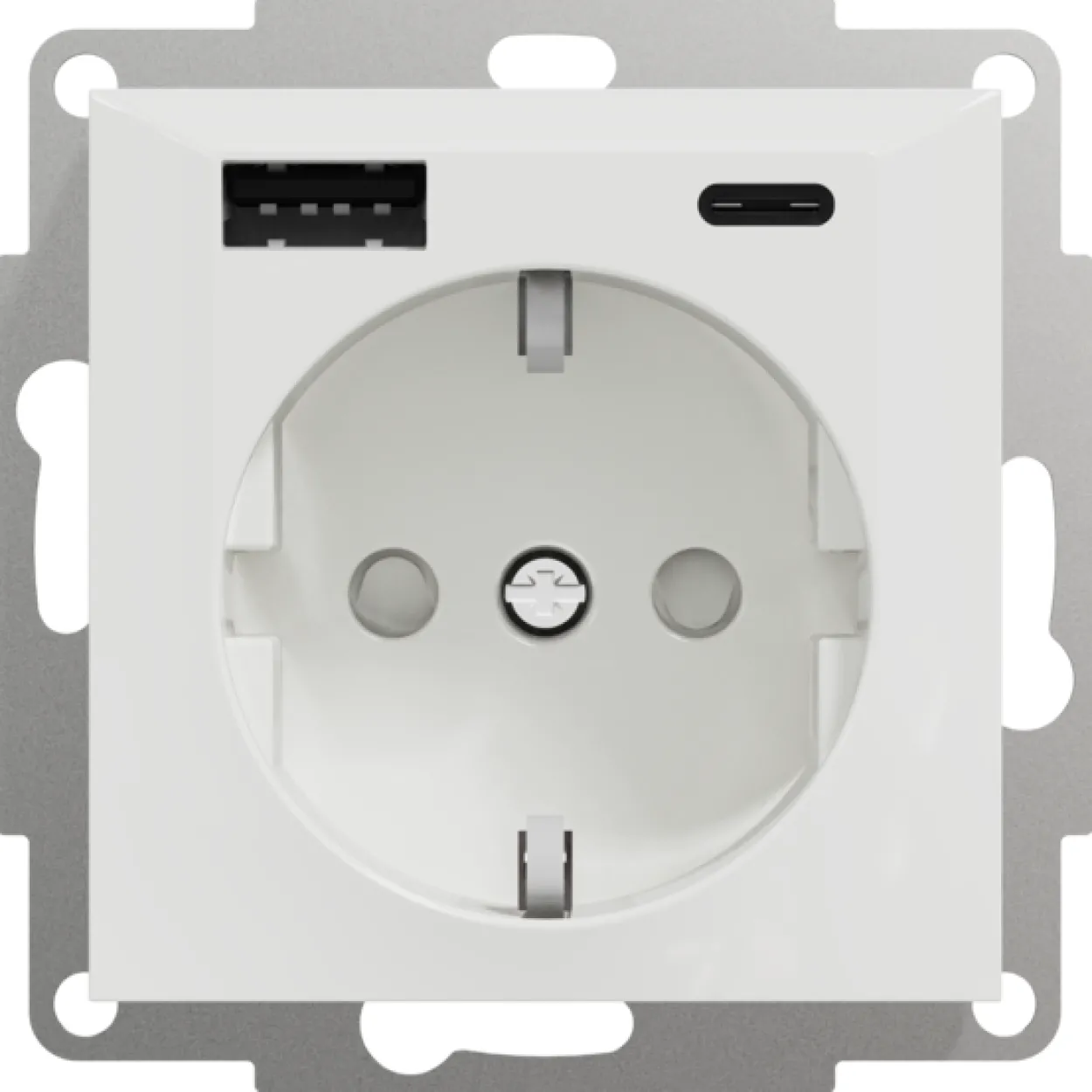 Elko plus usb a+c enkel stikk m/jord hvit