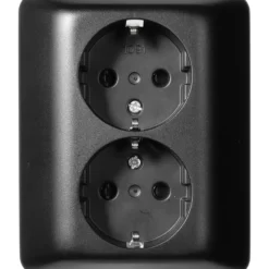 Elko stikkontakt dobbel m/jord innfelt rs1091 sort