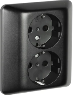 Elko stikkontakt dobbel m/jord innfelt rs1091 sort