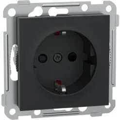 Enkel stikkontakt, rs/plus, innfelt hurtigklemmer sort