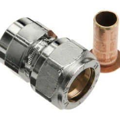 Fix-pro union 15mm x 3/8" til pex-rør forkrommet