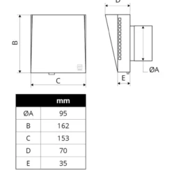 Flexit innvendig ventil aero 100v2 hvit