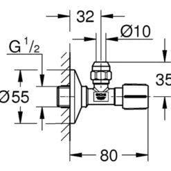 Grohe kombinasjonskran 1/2" - 3/8"