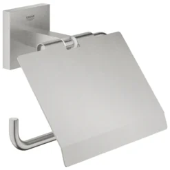 Grohe start cube toalettrullholder med lokk supersteel