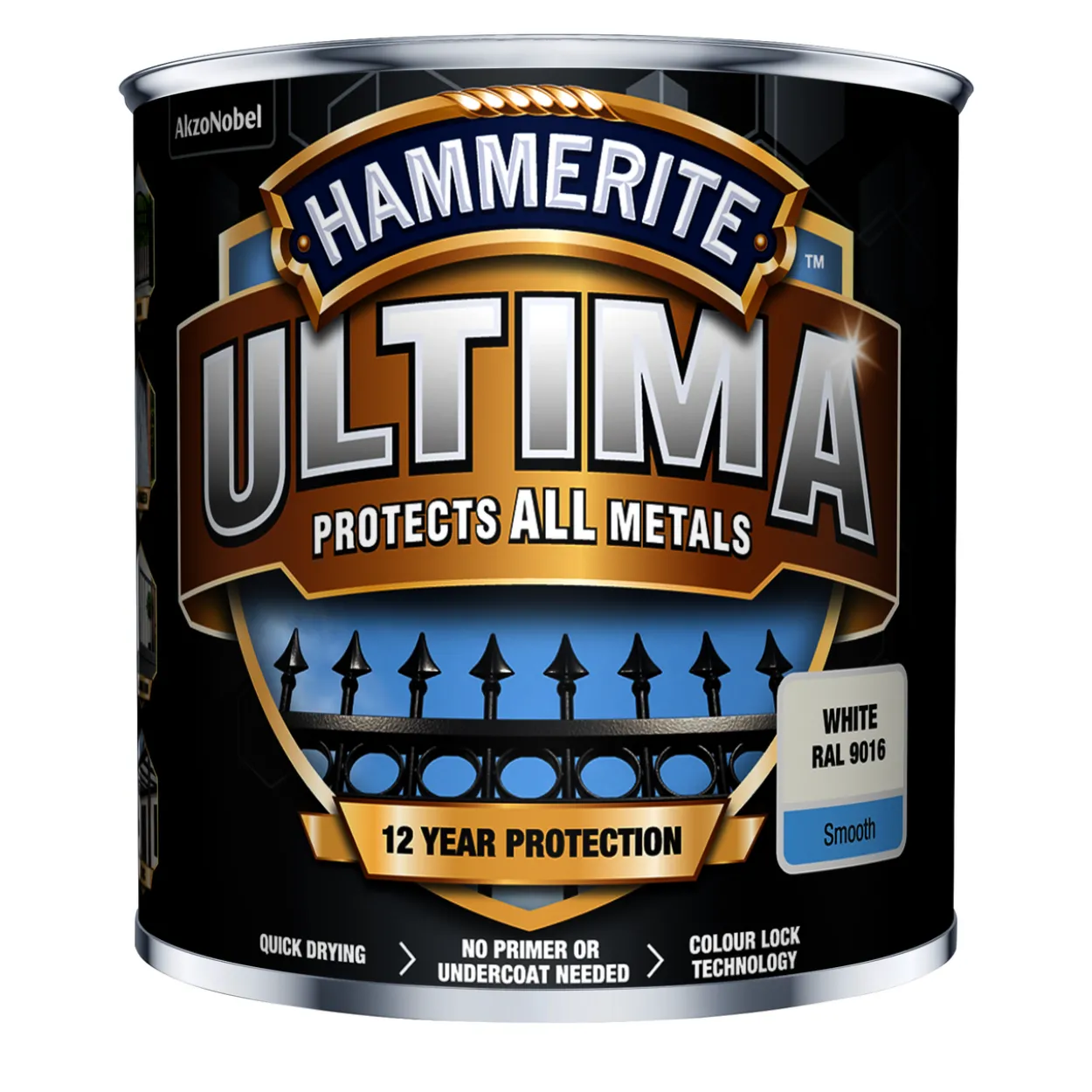 Hammerite ultima smooth white 0,25l dekkende metallmaling