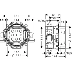 Hansgrohe ibox universal m/lekkasjesikring. innbyggingsdel