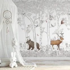 Jack'n rose vinyltapet grå/hvit 2,8x2,12 m
