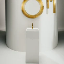 Laufen kartell frittstående servant 37,5x43,5 cm u/armaturhull m/2 armaturhull & skjult avløp hvit
