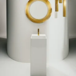 Laufen kartell frittstående servant 37,5x43,5 cm u/armaturhull m/skjult avløp lcc hvit
