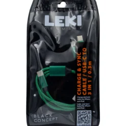Leki denmark braided green cable 3 in 1 0.30 m
