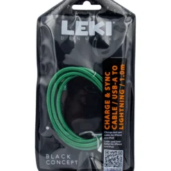Leki denmark braided green cable usb-a to lightning 1.0 m