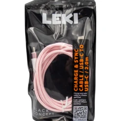 Leki denmark braided pink cable usb-c to usb-c 2.0 m
