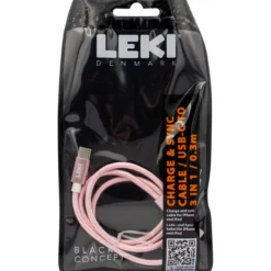 Leki denmark braided pink cable 3 in 1 0.30 m