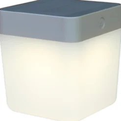 Lutec bordlampe terning solar silver grey