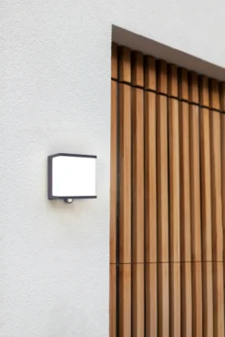 Lutec doblo sensor vegghengt lampe ip44 kull grå