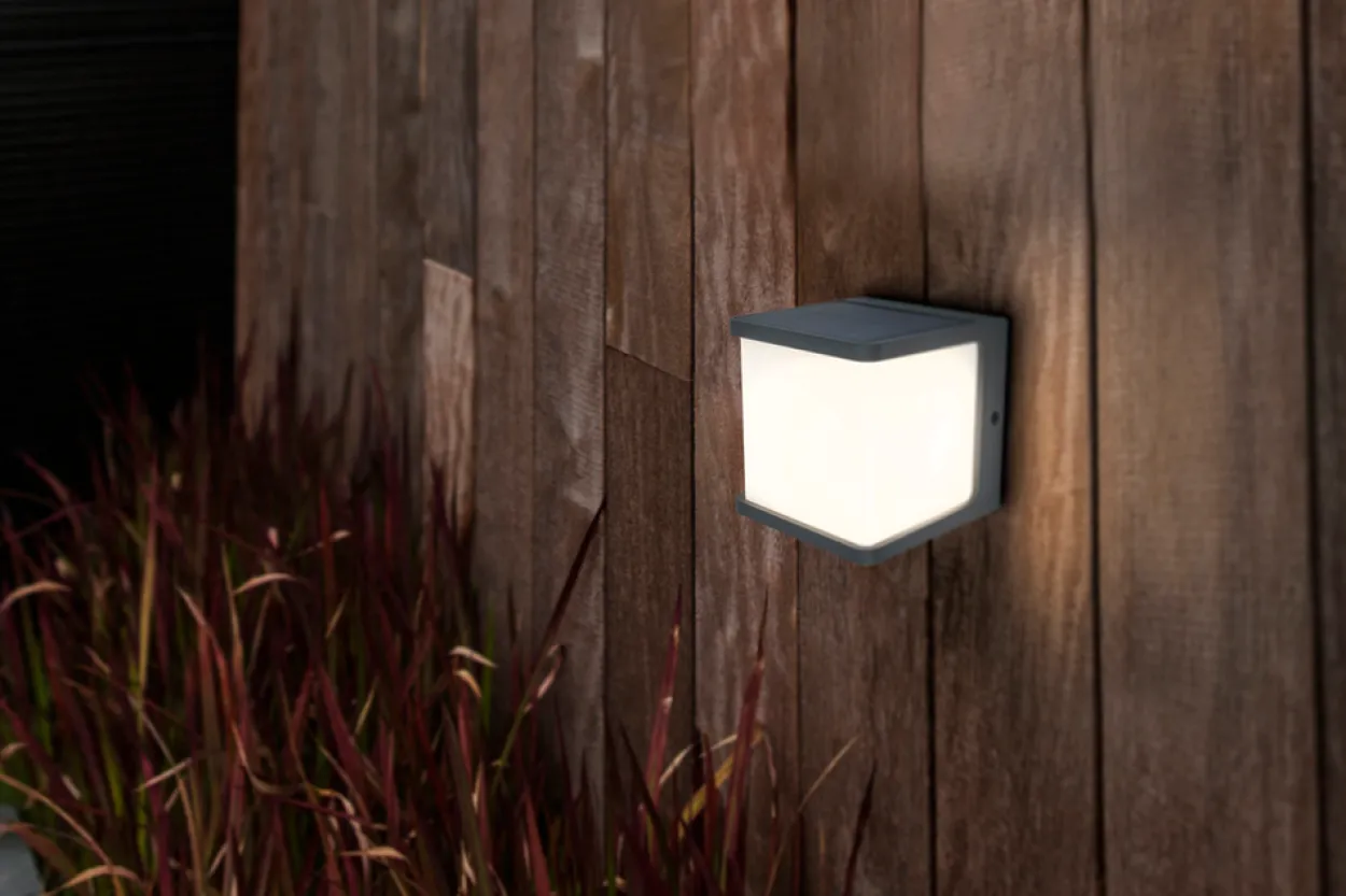 Lutec doblo sensor vegghengt lampe ip54 kull grå