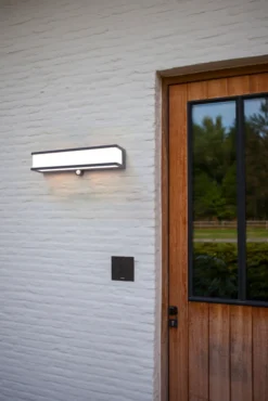 Lutec doblo sensor vegghengt lampe kull grå 91mmx250mmx90mm