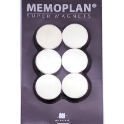 Millex memoplan magnet 6stk hvit ø25mm