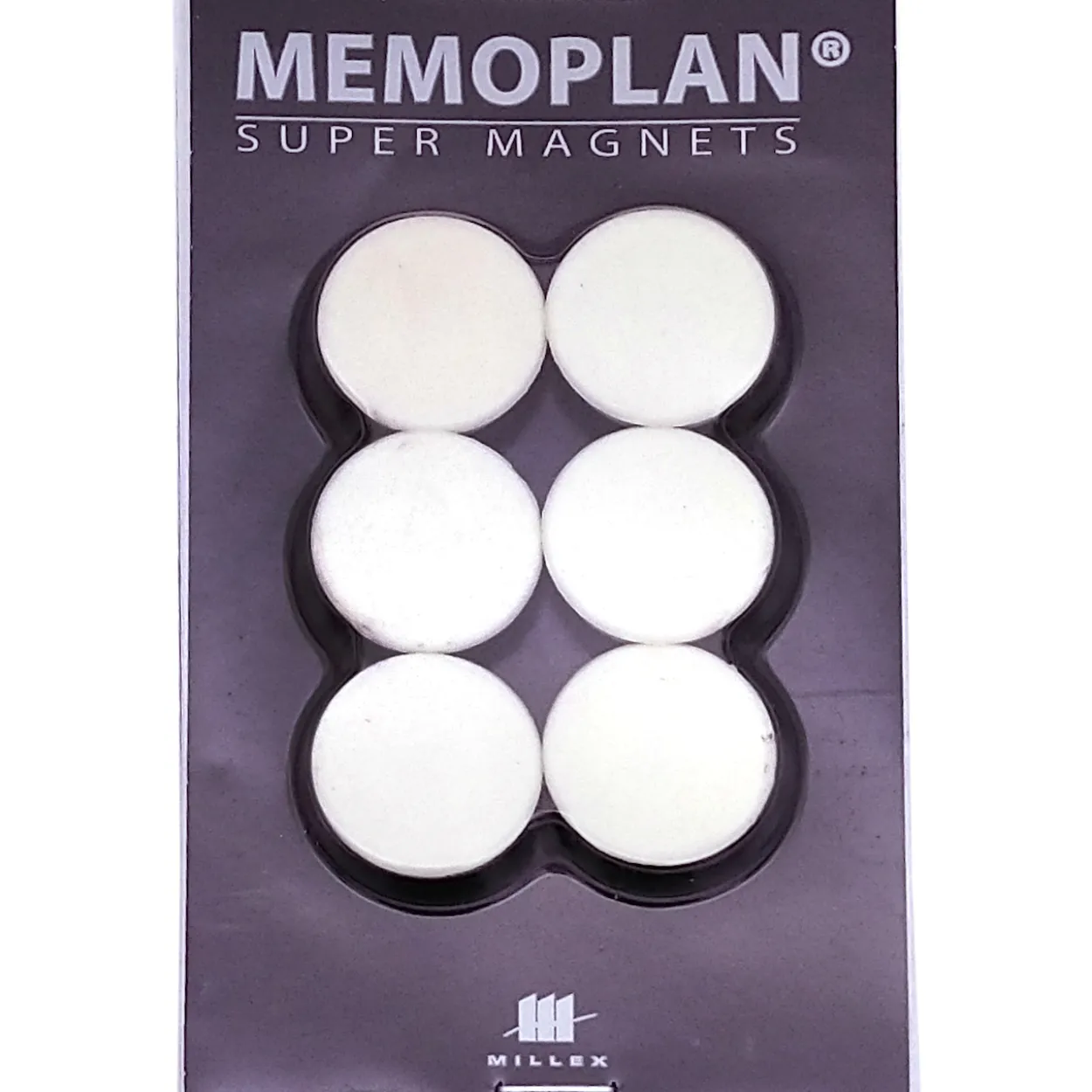 Millex memoplan magnet 6stk hvit ø25mm