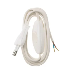 Nettkabel pl 2x0.75mm2 m/bryter 2,5meter hvit