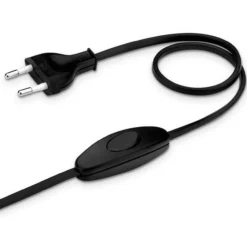 Nettkabel pl 2x0.75mm2 m/bryter 2,5meter sort