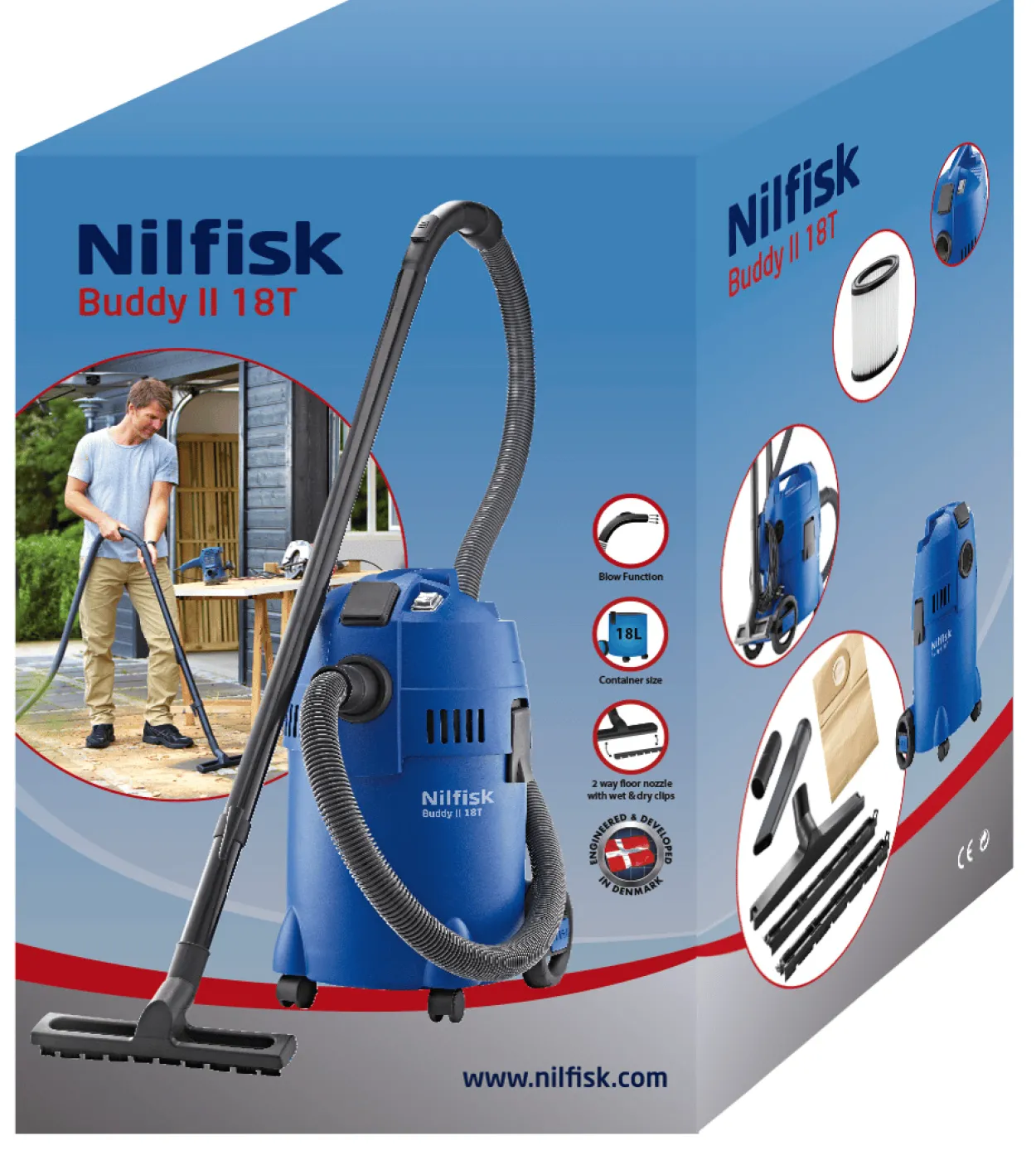 Nilfisk buddy ii 18 t tørr- og våtsuger