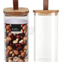 Oppbevaringskrukke borosilikatglass 1500ml akasietre-lokk