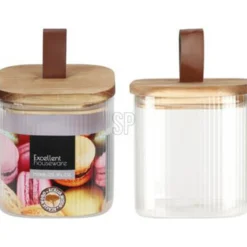 Oppbevaringskrukke borosilikatglass 750ml akasietre-lokk