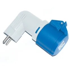Pce overgangsadapter cee 216-6 til schuko 216 vinklet