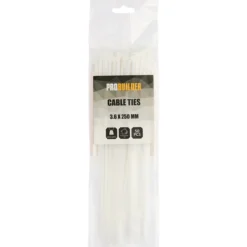 Probuilder kabelstrips 3,6x250mm 50stk hvit