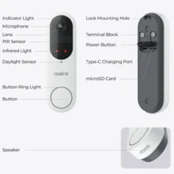 Reolink ringeklokke m/kamera & wifi batteridrevet hvit