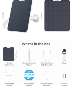 Reolink solcellepanel hvit til overvåkningskamera v2