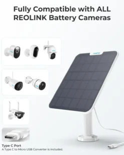 Reolink solcellepanel hvit til overvåkningskamera v2