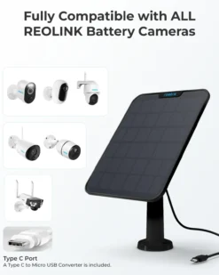 Reolink solcellepanel sort til overvåkningskamera v2