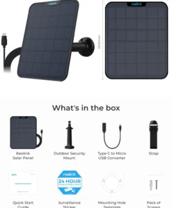 Reolink solcellepanel sort til overvåkningskamera v2