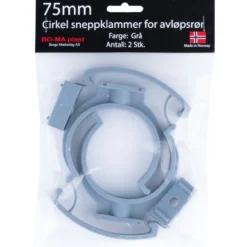 Rørklammer 75 mm grå plast 2pk.